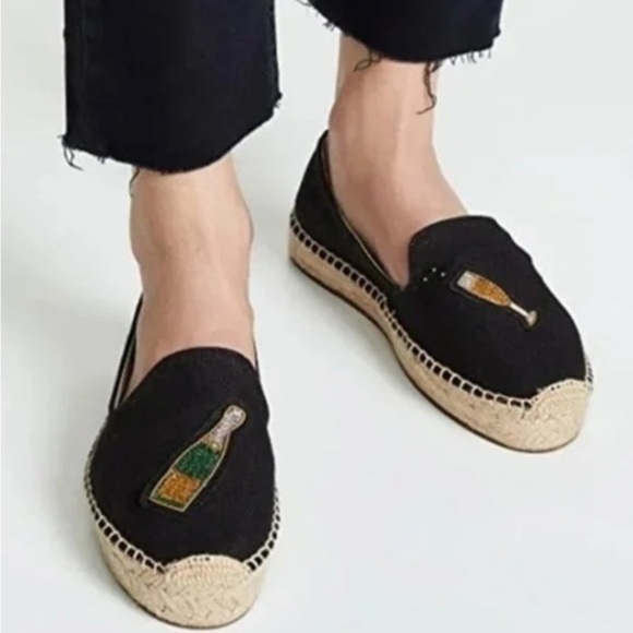 Soludos Cheers Beaded Espadrilles | Black Smoking Slippers | Size 9 - Picture 2 of 13